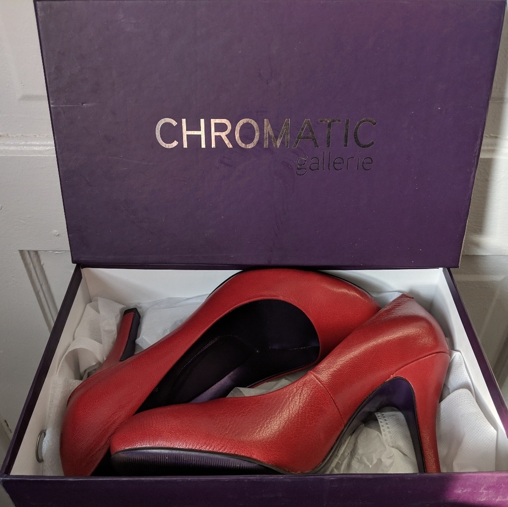Real Red leather stilettos 9.5